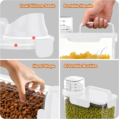 Uppetly Dog Cat Food Storage Container, 5-7Lbs Pet Food Containers, Airtight Cat Food Container with Portable Handle & Measuring Cup, Small Animal Dry Food Dispenser for Dogs, Cats and Birds Green