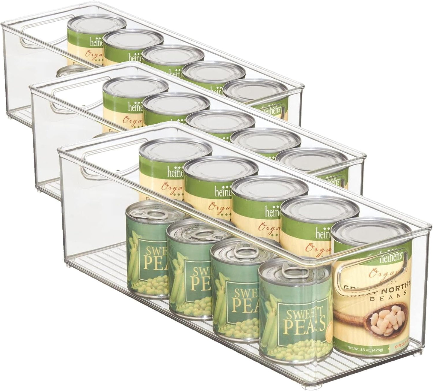 mDesign Plastic Stackable Kitchen Organizer - Storage Bin with Handles for Refrigerator, Freezer, Cabinet, and Pantry Shelves Organization - Food Container - Clear