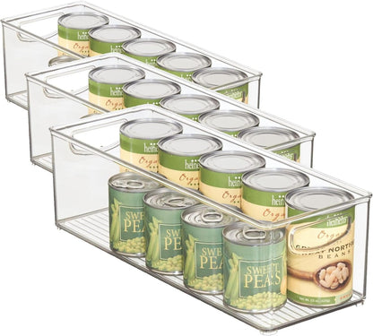 mDesign Plastic Stackable Kitchen Organizer - Storage Bin with Handles for Refrigerator, Freezer, Cabinet, and Pantry Shelves Organization - Food Container - Clear