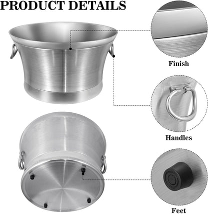 BARsics Large 6-Gallon Double Wall Stainless Steel Insulated Beverage Tub for Parties