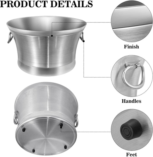 BARsics Large 6-Gallon Double Wall Stainless Steel Insulated Beverage Tub for Parties