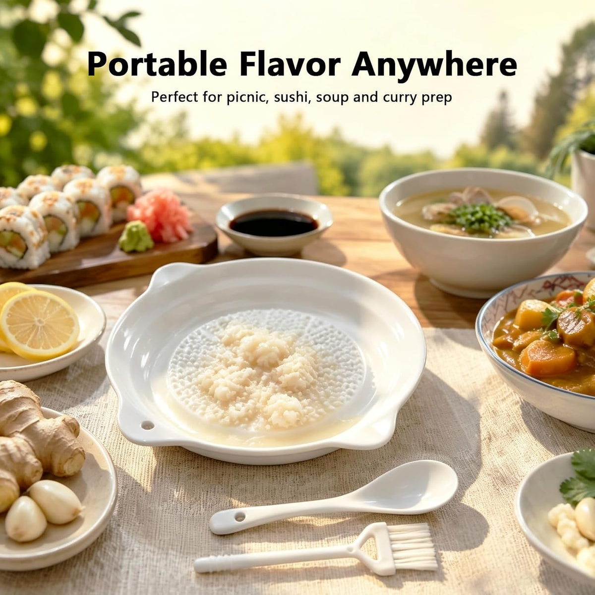 Multipurpose Garlic Grater Plate, Japanese Ceramic Grinder Plate, Ginger Grater Plate for Onion, Cheese, Lemon, Wasabi, Fruits and Vegetables in Kitchen