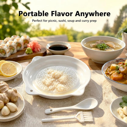 Multipurpose Garlic Grater Plate, Japanese Ceramic Grinder Plate, Ginger Grater Plate for Onion, Cheese, Lemon, Wasabi, Fruits and Vegetables in Kitchen