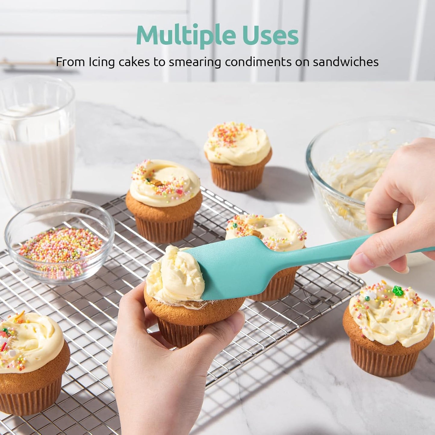 U-Taste Silicone Spatula Set with 600 Degrees Fahrenheit Heat Resistant (Black)