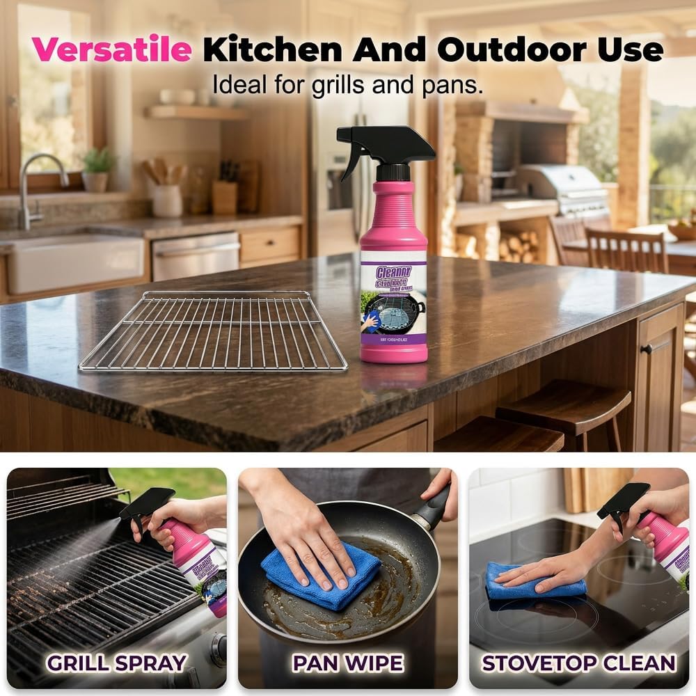 120ml Heavy Duty Grill Degreaser Spray, 2026 Upgrade BBQ Grill Cleaner, Multi-Surface Grease Remover for Outdoor Grill & Kitchen Oven, Stainless Steel Degreaser (1 PC)