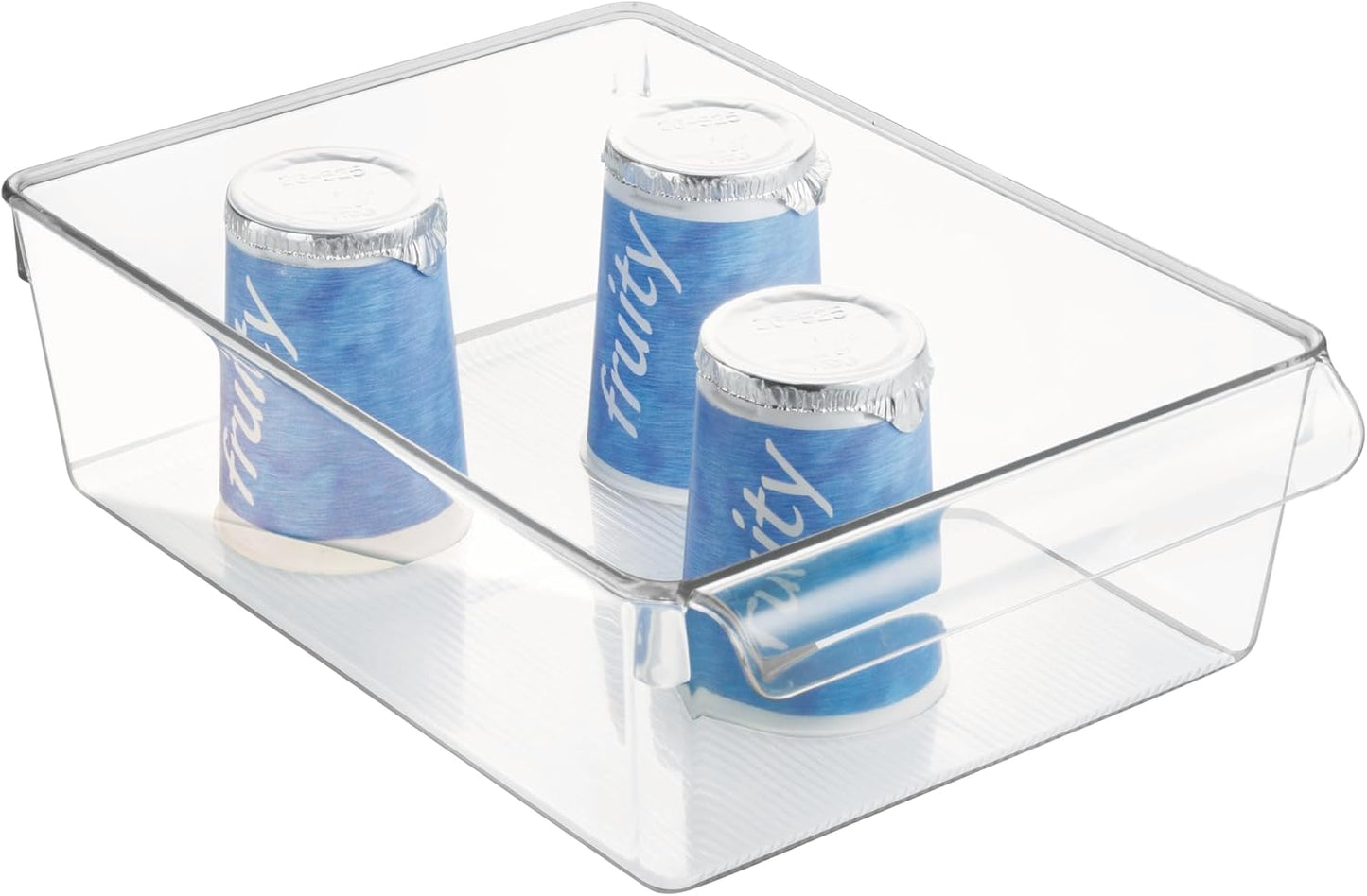 iDesign Fridge Storage Bin with Handle, Set of 2, Clear | Fridge Tray, For Cheeses and Snacks