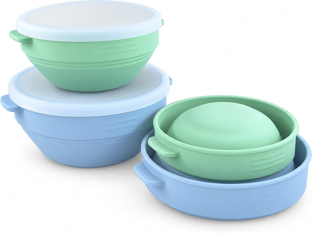 Collapsible Pizza Dough Proofing Containers with Lids, 4-Pack