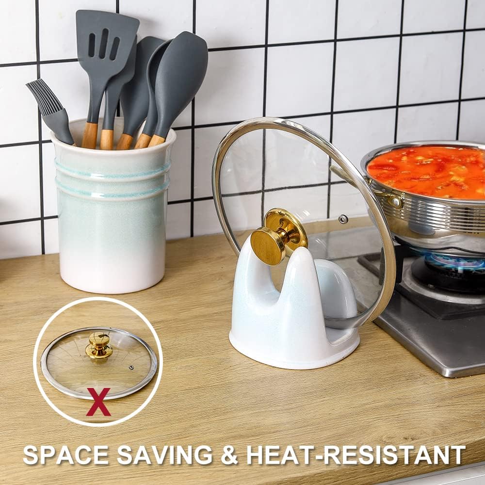 Nihow Ceramic Pot Lid Holder While Cooking for Kitchen Counter/Stove Top