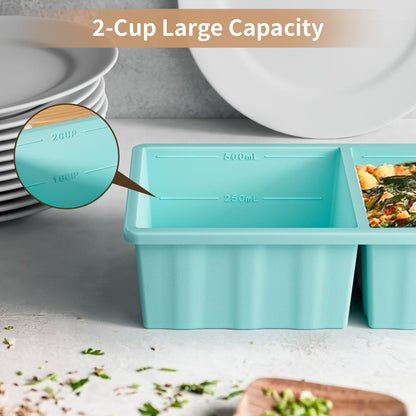 Silicone Freezer Tray for Soup Ice Cubes: 2-Cup Freezing Tray with Lid for Meal Prep - 2Pack Silicon Soup Portion Freeze Trays Make Stock Souped Ice Cube