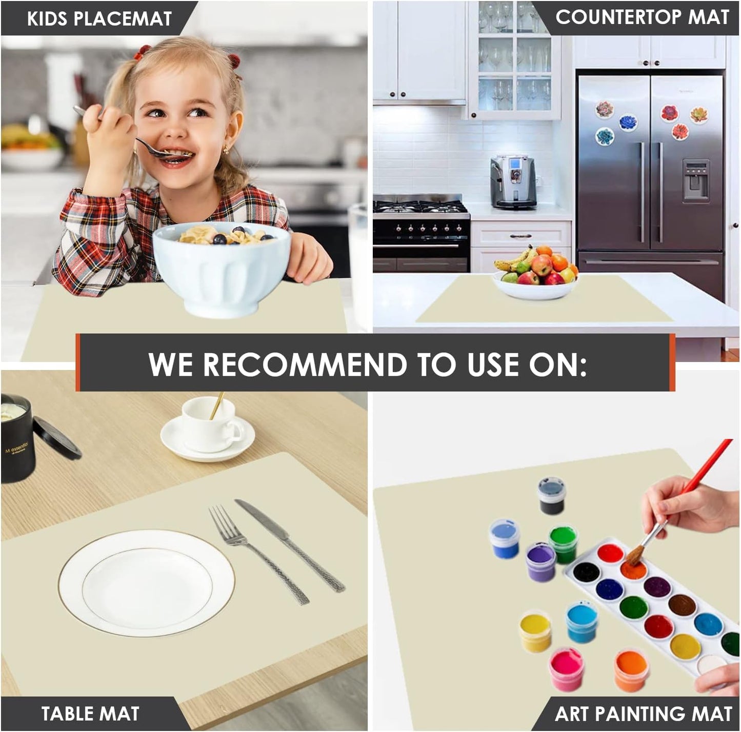 Extra Large Silicone Mats for Kitchen Counter, 27.6'' x 19.7'' Nonskid Silicone Placemats for Kids, Nonstick Purple Silicone Mat for Baking Crafts, Silicone Dab Mat Heat Resistant, 1Pack - Colors A