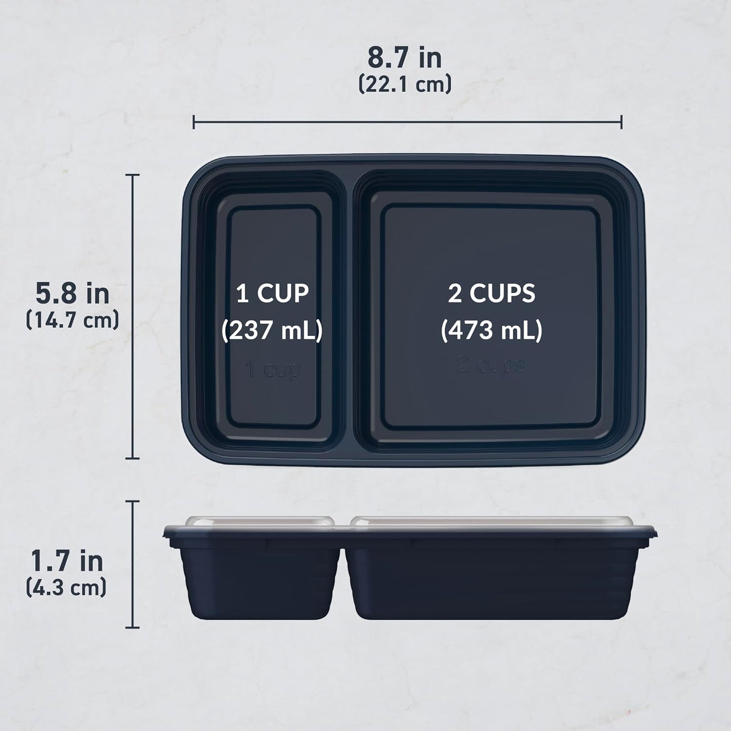 Bentgo Prep - 20-Piece 2-Compartment Reusable Meal Prep Containers with Lids, PFAS & BPA Free Materials, Durable, Microwave, Freezer, & Dishwasher Safe To Go Food Storage (Rose Gold)