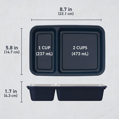 Bentgo Prep - 20-Piece 2-Compartment Reusable Meal Prep Containers with Lids, PFAS & BPA Free Materials, Durable, Microwave, Freezer, & Dishwasher Safe To Go Food Storage (Rose Gold)