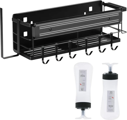 Griddle Caddy for Blackstone 17"/22"/28"/36"/, Blackstone Caddy with Squeeze Bottle, Upgraded 6-in-1 Grill Storage Organizer with Cup & Paper Towel Holder, Outdoor BBQ Grill Accessories
