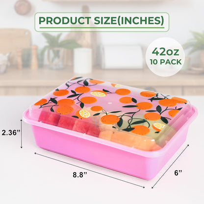 10 Pack 42 oz Meal Prep Containers, Reusable Plastic Food Prep Storage Containers with Printed Lids, Stackable, Leakproof, Microwave & Freezer & Dishwasher Safe,To Go Take Out Box, Avocado