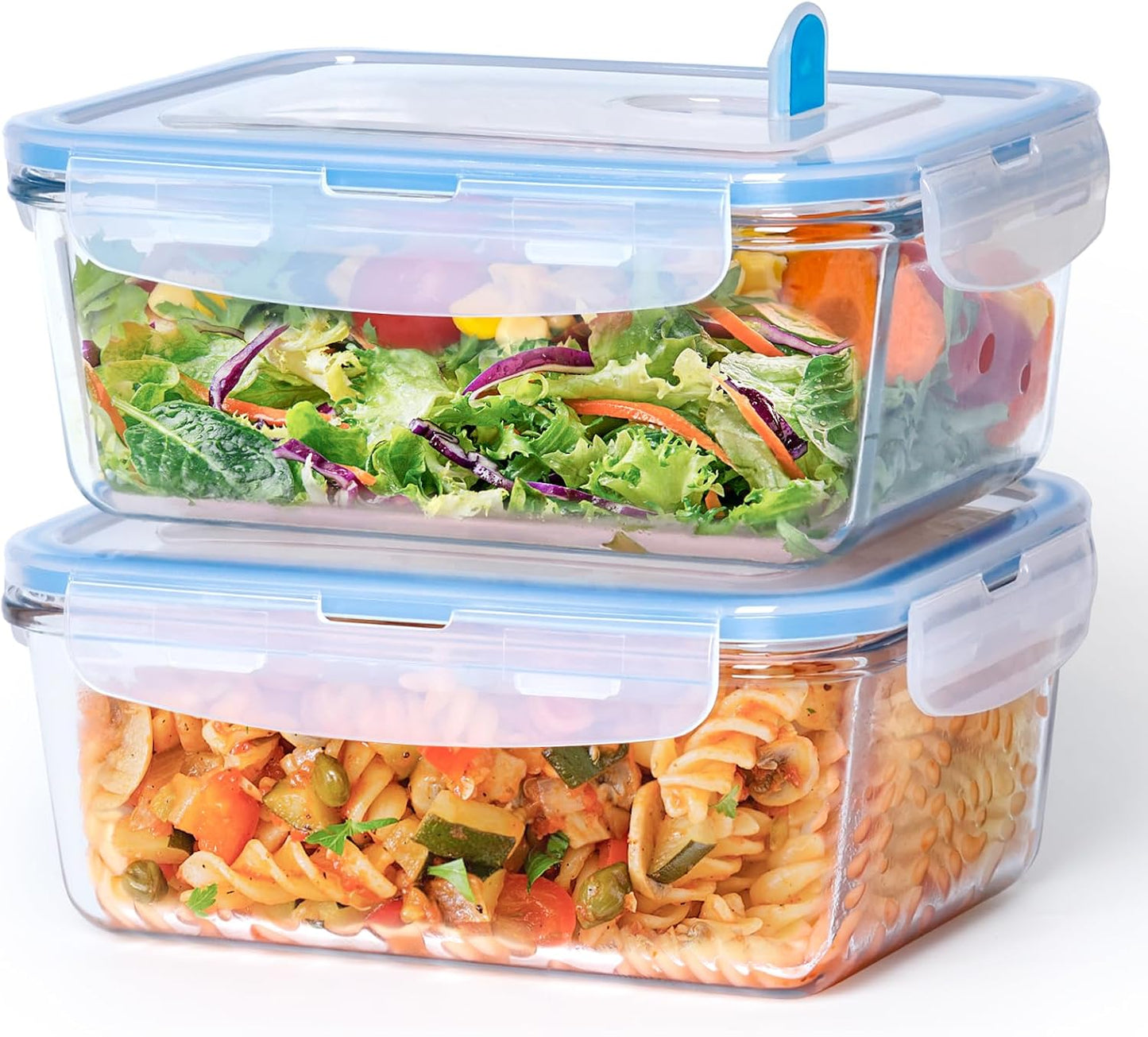 NUTRIUPS 34oz Glass Food Storage Containers with Lids, 1.0L Rectangle Meal Prep Containers, Airtight Reusable Lunch Container Set of 2
