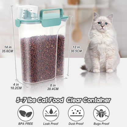 LEAWALK 5-7Lbs Dog Cat Food Storage Container with Upgraded Large Nozzle BPA-free, 4 Snap Seals Plastic Pet Food Storage Containers with Handles are Easy to Clean and Carry
