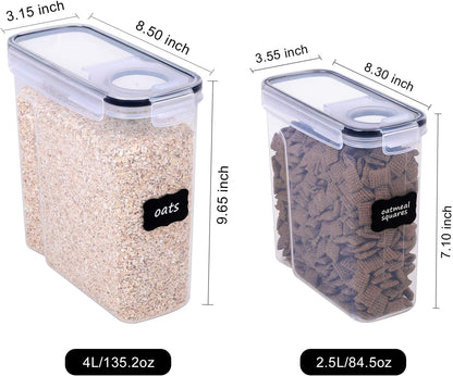 FOOYOO Cereal Containers Storage Set - 4 Piece Airtight Large Food Storage Containers(135.2oz), BPA Free Dispenser Plastic Cereal Storage Containers