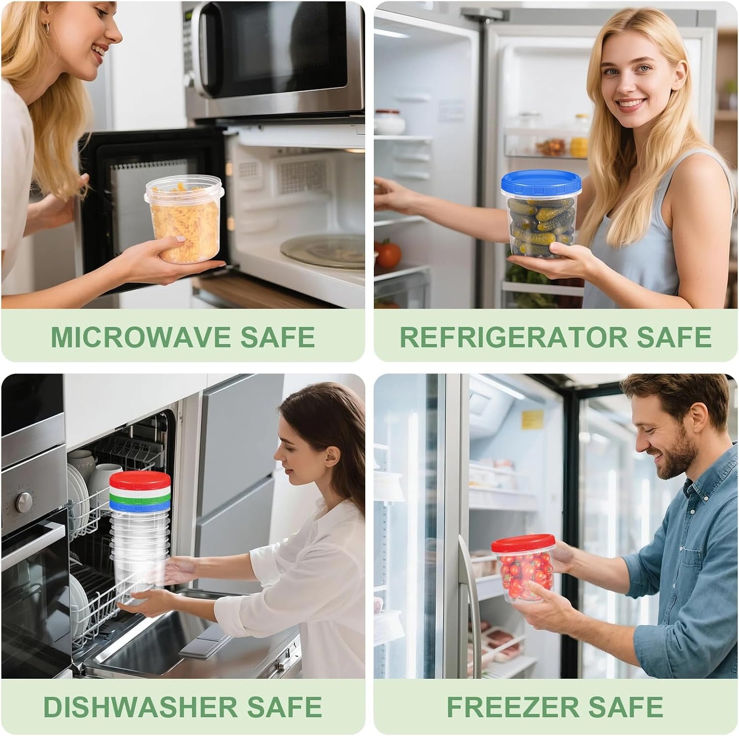 Freezer Storage Containers, 16 Pack 10 oz Plastic Food Storage Containers with Twist Top Lids, Meal Prep Containers for Soup Snack Fruit, BPA Free, Leakproof, Microwave & Dishwasher Safe
