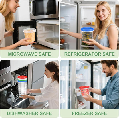 Freezer Storage Containers, 16 Pack 10 oz Plastic Food Storage Containers with Twist Top Lids, Meal Prep Containers for Soup Snack Fruit, BPA Free, Leakproof, Microwave & Dishwasher Safe
