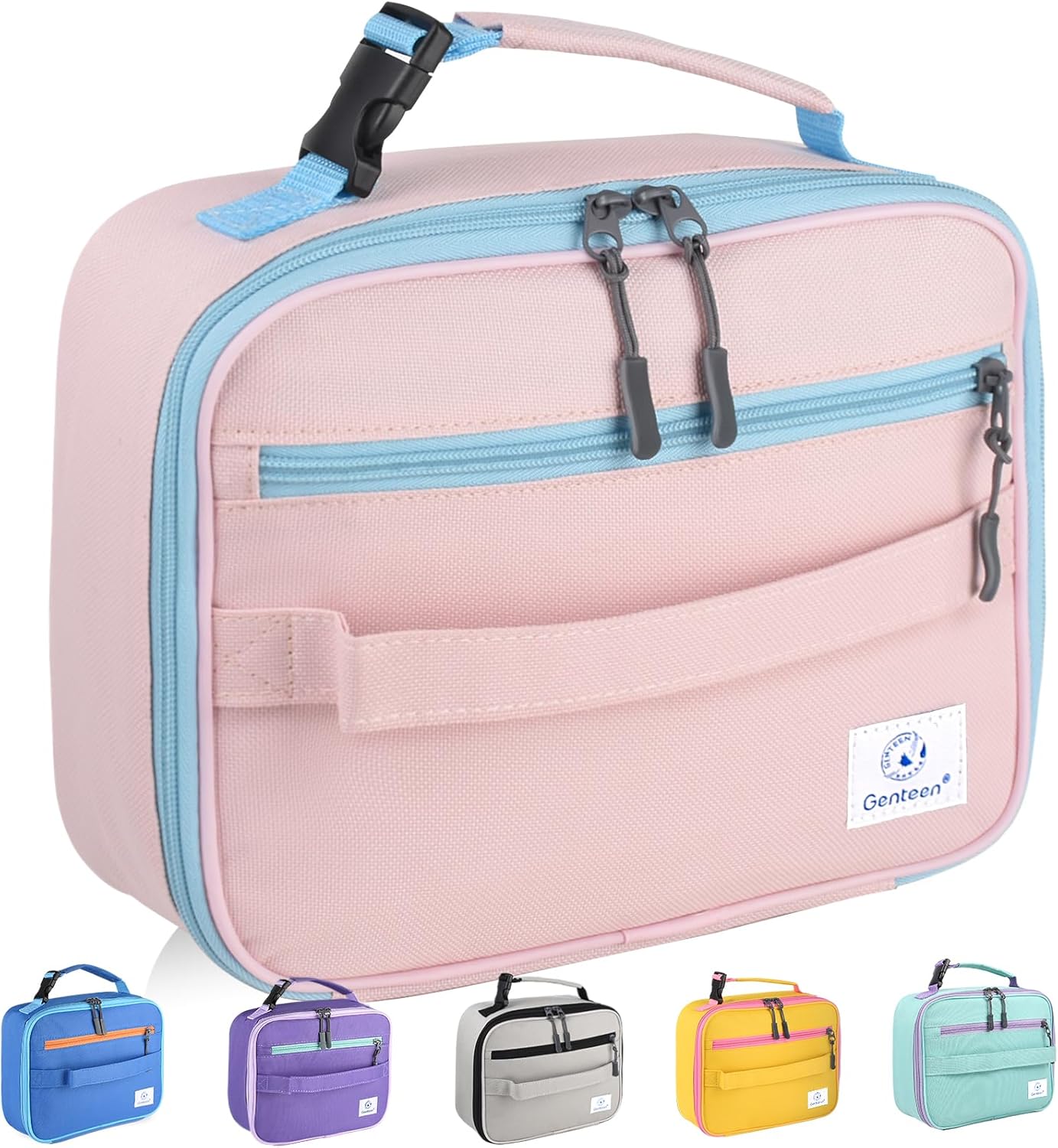 Genteen Lunch Box Kids, Insulated Lunch Bag Kids Boys Girls Back to School, Soft Lunch Box for Men Reusable Lunchbox for Office,Outdoor,School (Black)