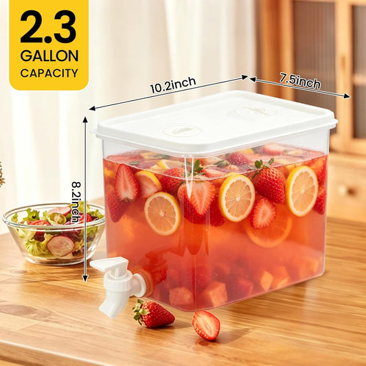 2 Pack 2.3 Gallon Drink Dispenser for Fridge with Spigot and Stand, Beverage Container Leak Proof Lids Filter Screen, Lemonade Dispenser for Party