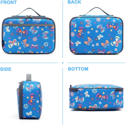 FlowFly Kids Lunch box Insulated Soft Bag Mini Cooler Back to School Thermal Meal Tote Kit for Girls, Boys, Black