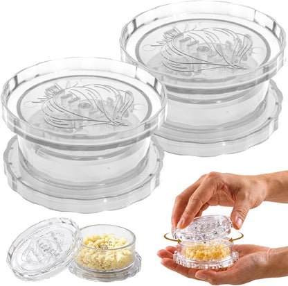 2 Pack Transparent Garlic Press, Manual Garlic Crusher and Mincer—Plastic Garlic Grinder and Chopper, rotary chopper suitable for garlic, chili peppers, compact and space-saving