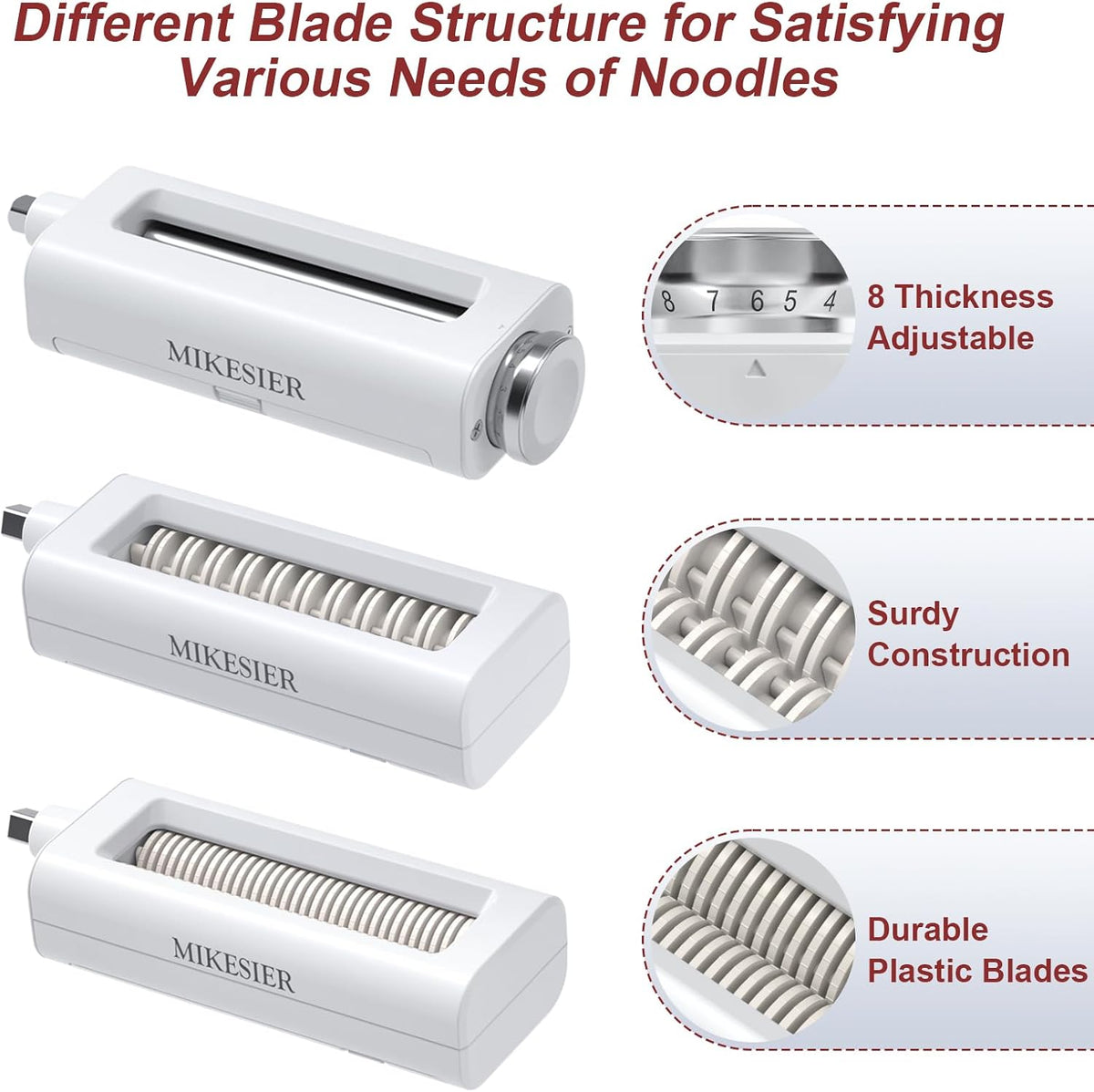 3 Pieces Pasta Maker Attachment for All Kitchenaid Stand Mixers