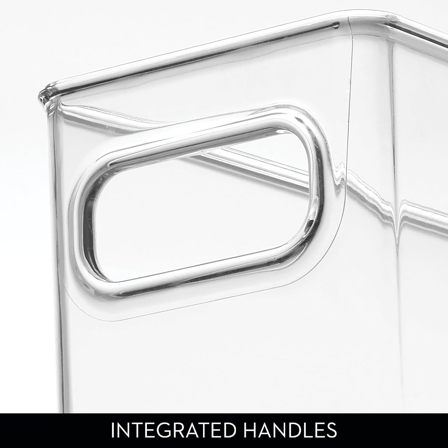 iDesign Stackable Fridge Bin with Handles - Ideal for Freezer or Pantry, Set of 2, Clear, Made in USA