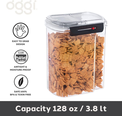 Oggi Easi Grip 23oz Moisture Proof Storage Container, Ultra Clear BPA-Free Sealable Canister, Flip Open Pouring Lid, Date Reminder Slider on Clip, Ideal Kitchen and Pantry Storage (23oz / 0.68lt)