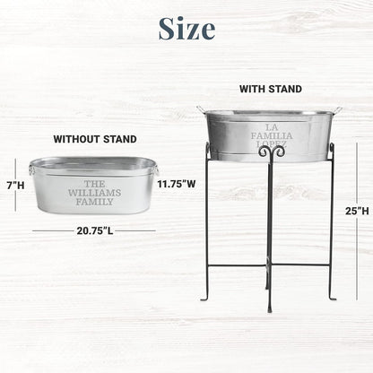 Let's Make Memories Personalized Beverage Tub - Custom Beverage Tub - Customize With Name & initial - Galvanized Drink Tub - 20 ¾"L x 11 ¾"W x 7" H - 5.5 Gallons