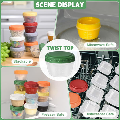6pcs 10 oz Small Plastic Containers with Lids, Salad Dressing Container Reusable Small Food Storage Containers for Meal Prep, Leakproof, Microwave Dishwasher Freezer Safe, BPA-Free