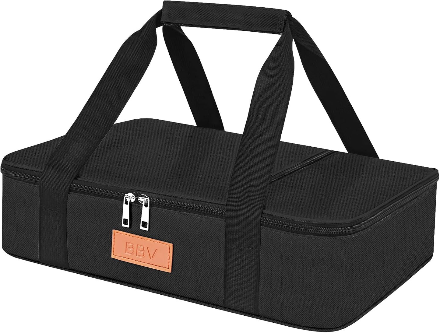 BBV Insulated Casserole Carrier for Hot or Cold Food, Food Warmer Bag Fits 9"x13" Baking Dish, Durable Nylon Leak Proof Food Containers for Travel, Potluck, Parties, Picnic, Cookouts (Beige)