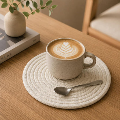 8 Inch Cotton Rope Trivets for Hot Dishes Set of 8 Heat Resistant Mats for Countertop Potholders for Kitchens Trivets for Hot Pots and Pans and Quartz Countertops Farmhouse Kitchen Décor, Mixed Brown
