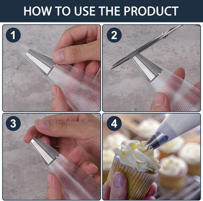Engorgio Disposable Mini Piping Bags 8 inch Pastry Bag Pastry Crimpers Small Piping Bags Disposable Pastry Bags For Cake Macarons Dessert Decorations Cookies Baking Cupcakes (Clear)