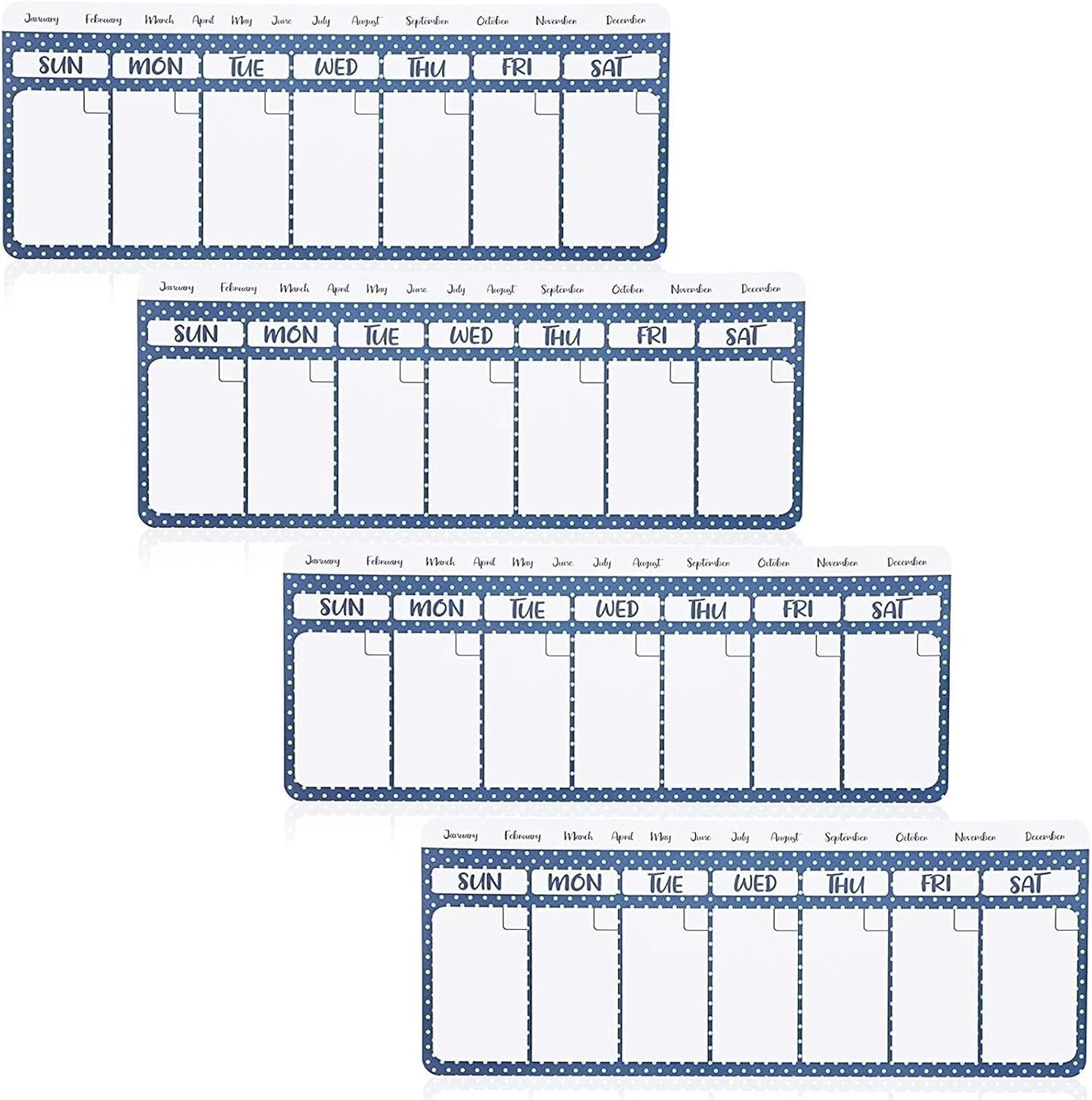 Juvale Dry Erase Weekly Calendar Magnet - Magnetic Calendar for Refrigerator - Dry Erase Weekly Planner - Desk Decor & Office Desk Accessories - 11"x 4.2", Pack of 4