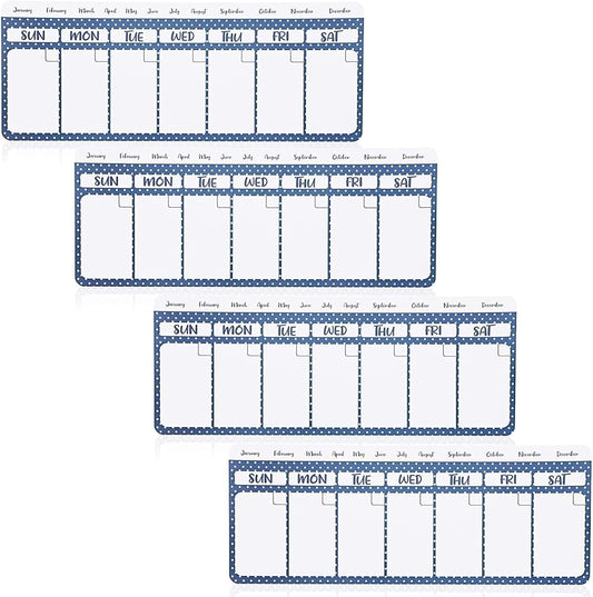 Juvale Dry Erase Weekly Calendar Magnet - Magnetic Calendar for Refrigerator - Dry Erase Weekly Planner - Desk Decor & Office Desk Accessories - 11"x 4.2", Pack of 4
