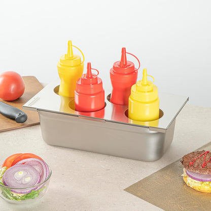 Restaurantware Stainless Steel Bottle Organizer - 1 Count - 6.299 x 7.087 x 0.394 Inches - Dishwasher-Friendly Condiment Holder - Kitchen Bottle Rack - Space-Saving Design - Silver