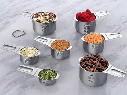 21 Pcs Stainless Steel Measuring Cups and Spoons Set, Wildone Stackable Metal Measuring Cups and Spoons for Cooking & Baking, Includes 7 Cups, 9 Spoons and 5 Mini Spoons（Black）