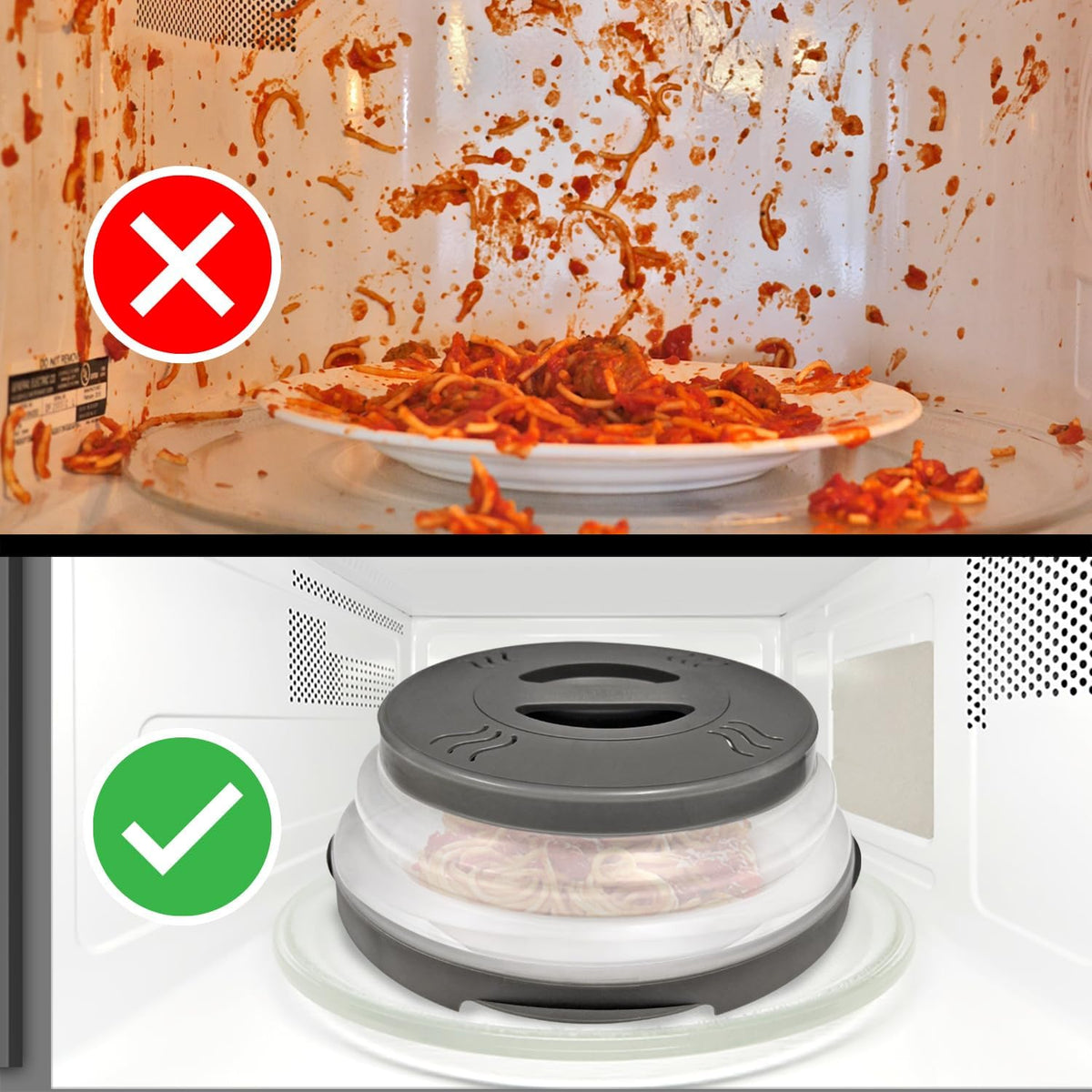 HOVER COVER Magnetic Microwave Splatter Cover - 12-Inch Collapsible - Gray