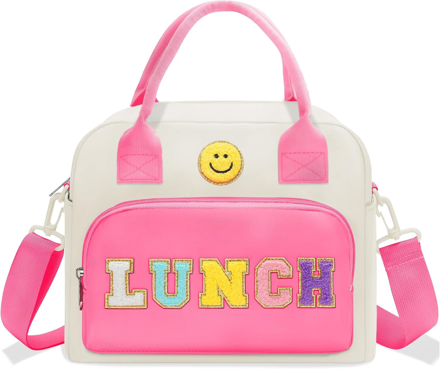 RLGPBON Insulated Lunch Bag Teen Girls, Preppy Lunch Box Large Insulated Lunch Bag Reusable Lunch Tote Bag, Preppy LunchBag for Girls School Travel Picnic