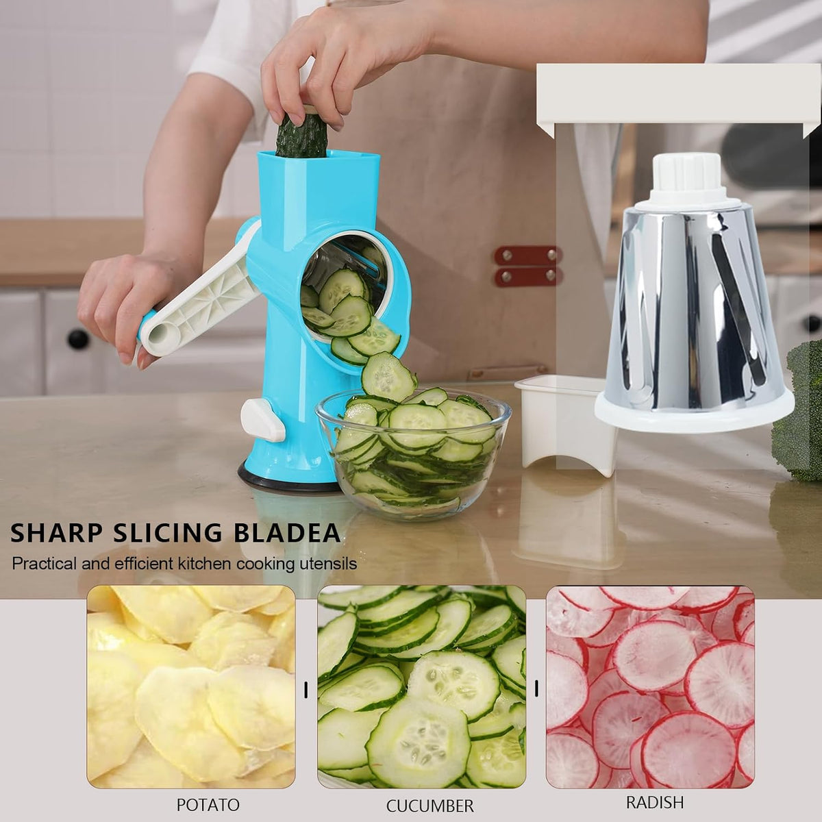 Rotary Cheese Grater with Handle-Versatile Cheese Grater