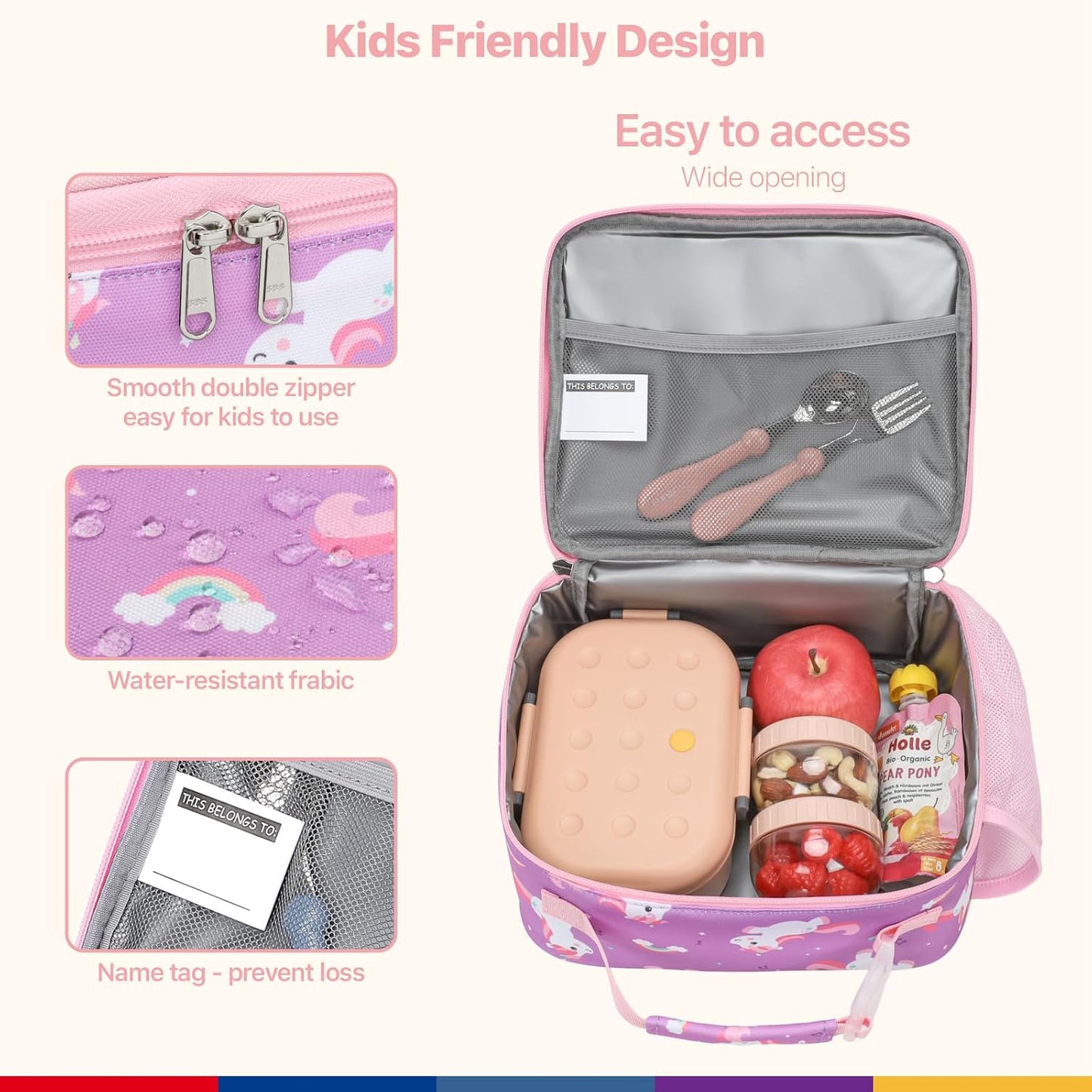 Bagseri Kids Lunch Bag Boys - Thermal Insulated Lunch Box Tote with Water Bottle Holder, Reusable Leak-Proof Kids Lunch Box for Daycare & School, Black Dinosaur (Containers Not Included)