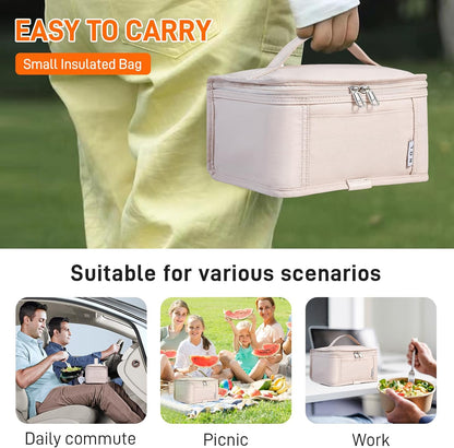 NOL Mini Insulated Lunch Bag for Women Men Kids | Small Leakproof Reusable Lunch Tote | Fits 6 Cans 330ml | Thermal Cooler for Work School Picnic Camping, Navy blue