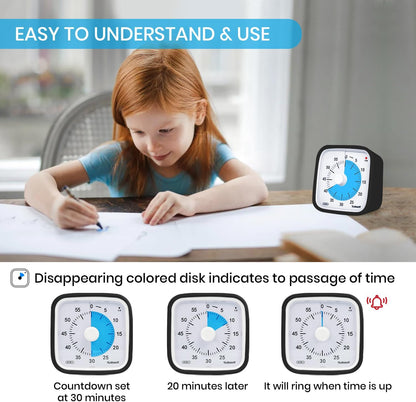 Yunbaoit Rainbow Visual Timer for Kids, 60-min Countdown Timer, Blue