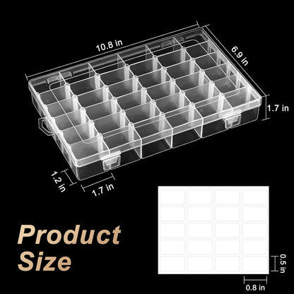 Mauproy 4 Pack 8 Grids Bead Organizer and Storage, Clear Plastic Storage Containers with Removable Dividers and Labels Small Tackle Box Organizer for Jewelry Crafts Electronics Small Parts