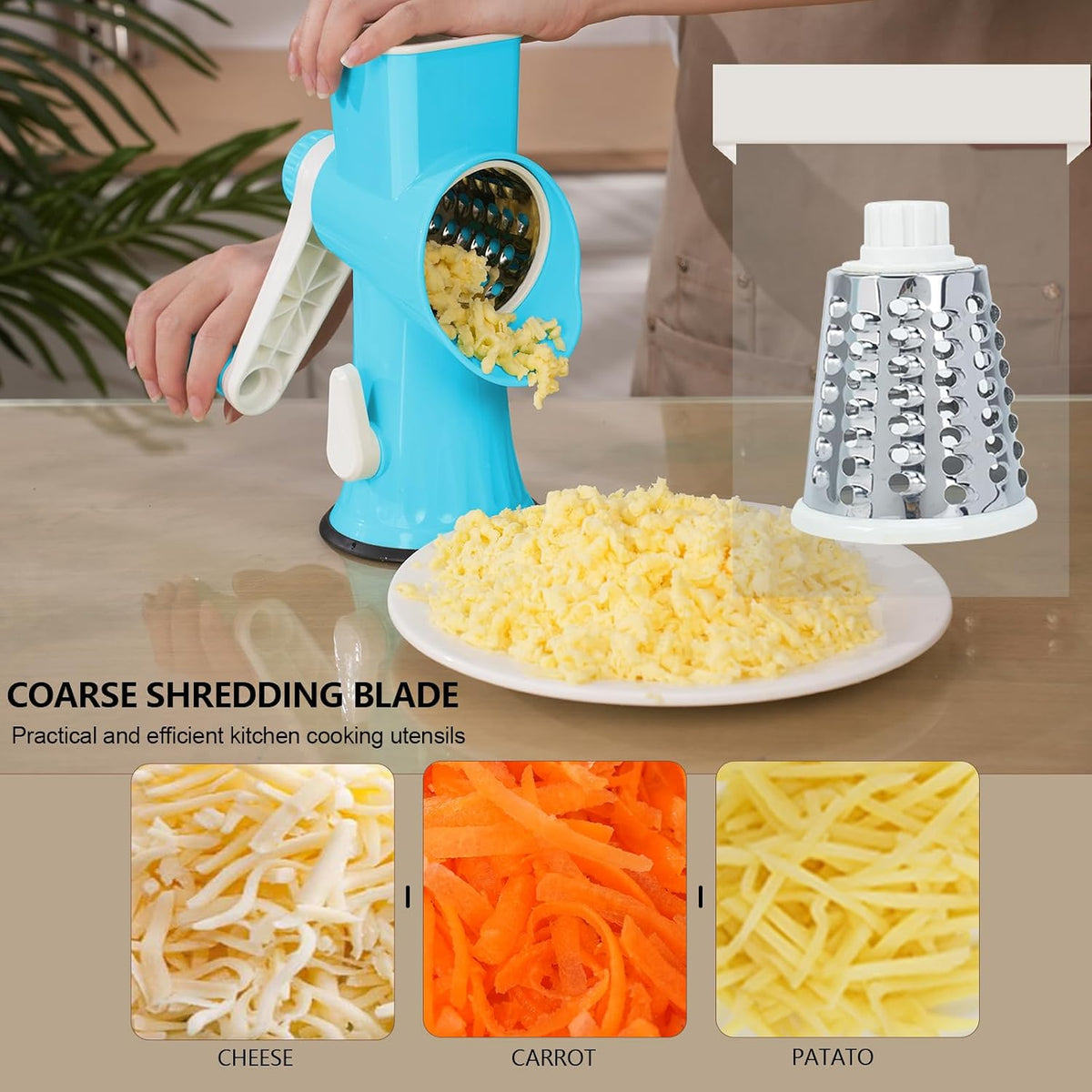 Rotary Cheese Grater with Handle-Versatile Cheese Grater