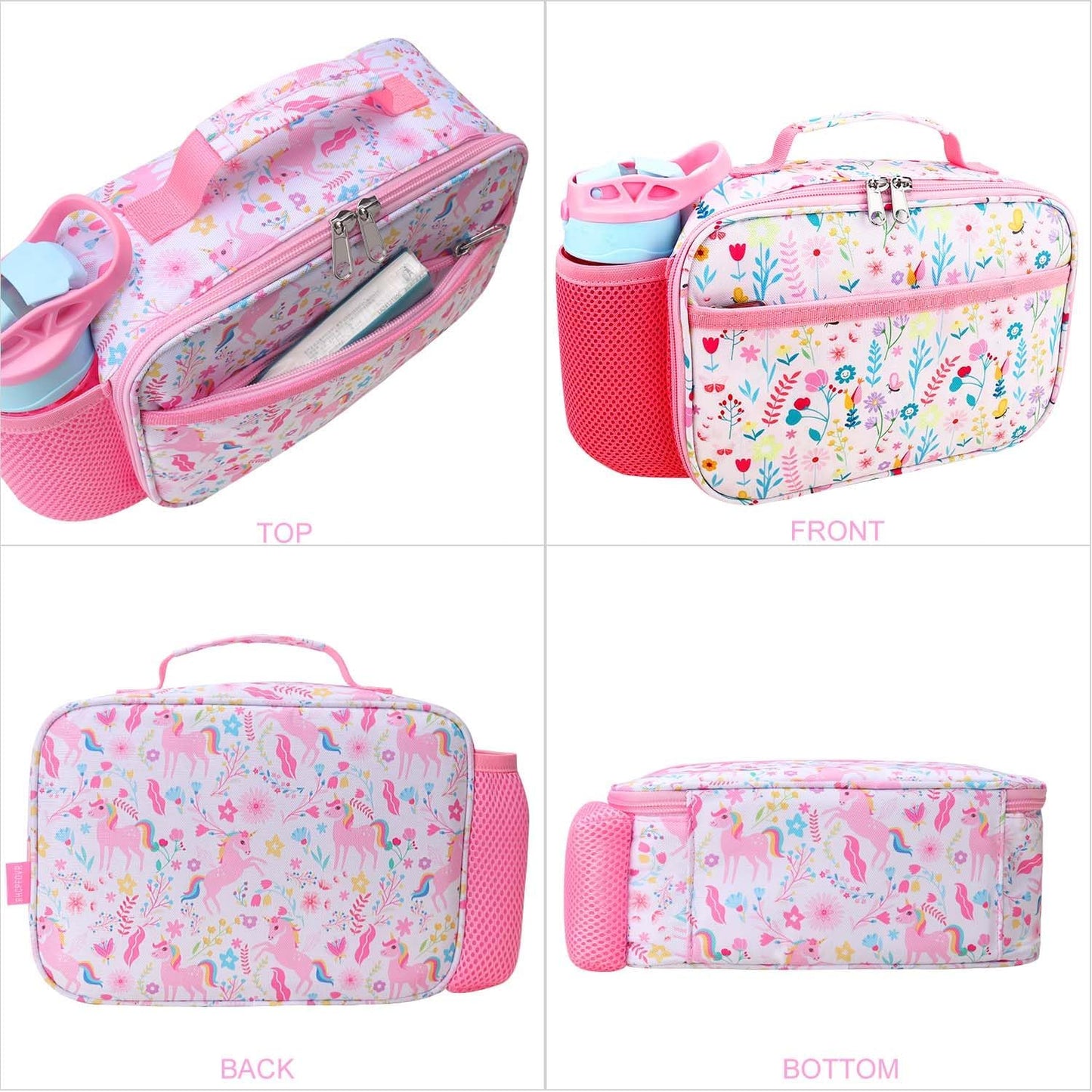 RHCPFOVR Kids Lunch Bag - Insulated Lunch Box for Boys Girls,Washable Lunch Bag and Reusable Toddler Leak-proof Lunchbox for School and Daycare - Colors A