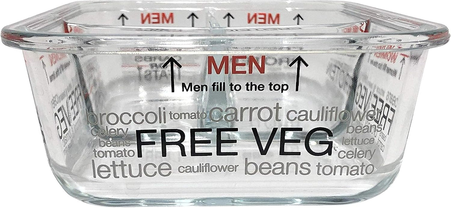 Portion Perfection Portion Control Containers - Glass Oven Ready, Freezer Safe Meal Prep Containers Reusable for Food 3pk, 3 Compartment with Lids, Practical Weight Control Products