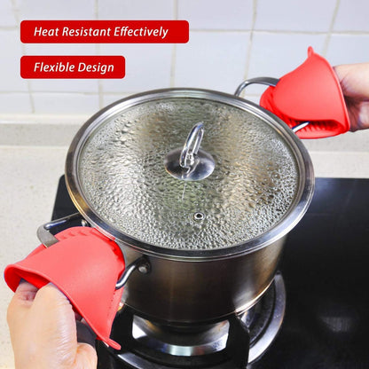 2 Pairs Mini Oven Gloves Silicone Oven Mitts Black and Grey